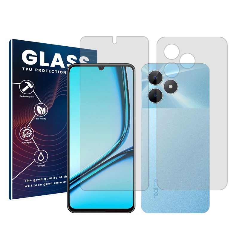 محافظ صفحه نمایش شفاف گلس مدل Resistant‌ مناسب برای گوشی موبایل ریلمی NOTE 50  به همراه محافظ پشت گوشی
