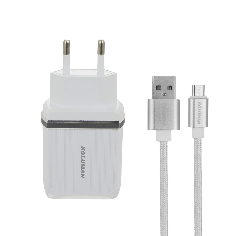 شارژر دیواری کلومن مدل KC-H605 به‌همراه کابل تبدیل MicroUSB