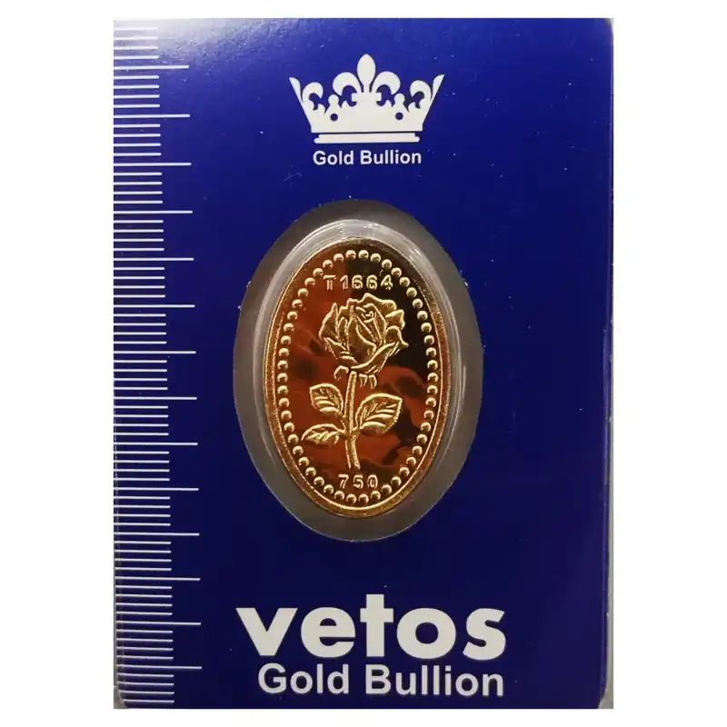 شمش طلا 18 عیار سین سان مدل گل رز بیضی SN1243