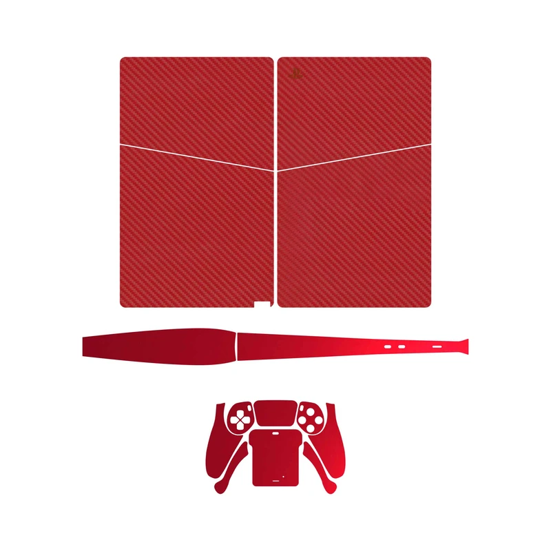 برچسب کنسول و دسته بازی PS5 Slim Digital Edition ماهوت مدل Red Fiber_Matte Warm Red 
