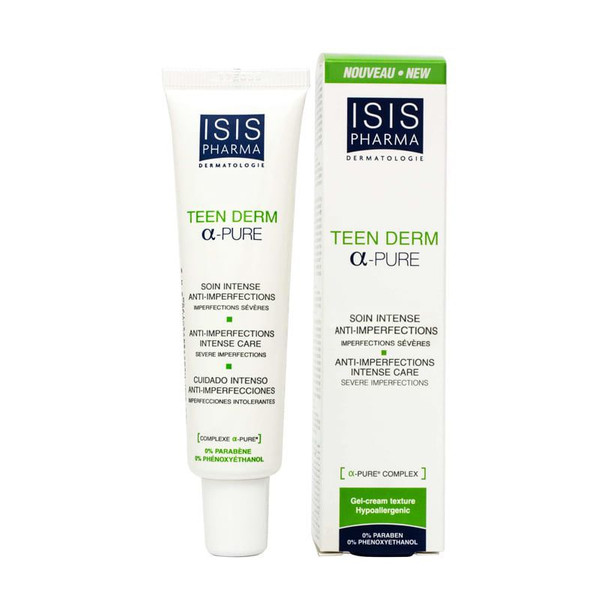 ژل ضد جوش آیسیس فارما سری teen derm مدل Alfa Pure حجم ۳۰ میلی لیتر