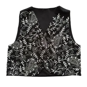 جلیقه رسمی زنانه مدل لینن سوزندوزی کد ۰۴۰