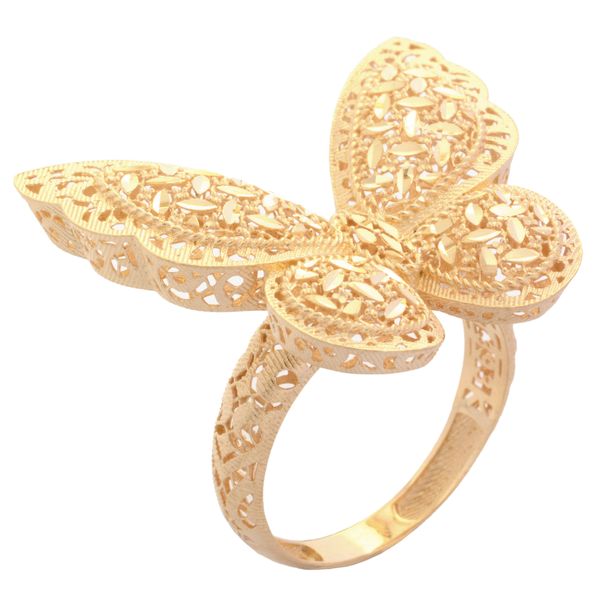 انگشتر طلا 18 عیار زنانه طلای مستجابی مدل پروانه کد 40482 سایز 60