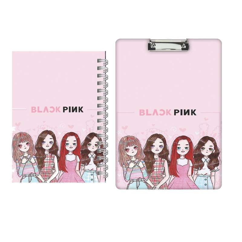 تخته شاسی  مدل Black pink کد 2358 سایز A4 به همراه دفتر