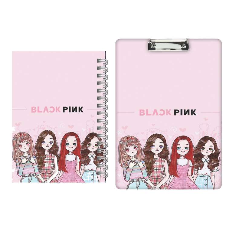 تخته شاسی مدل Black pink کد 2358 سایز A4 به همراه دفتر