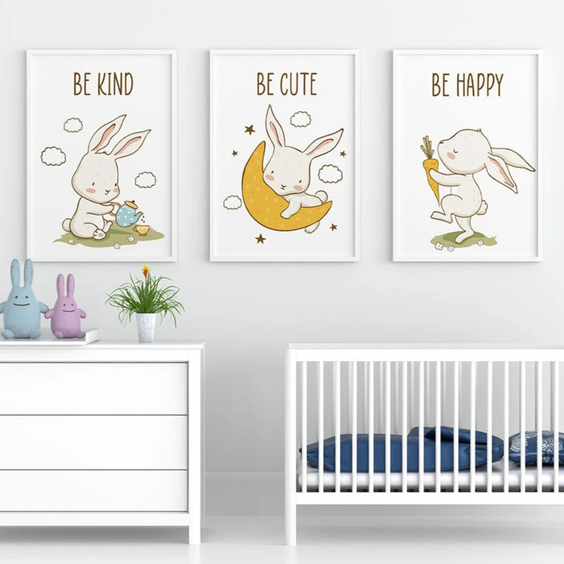 تابلو کودک و نوزاد آوین دریم مدل خرگوش بازیگوش مجموعه سه عددی