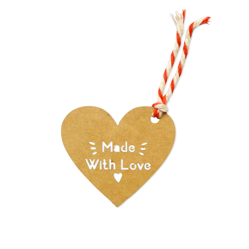 ابزار کادویی مدل گیفت تگ طرح قلب Made with love مجموعه 10 عددی