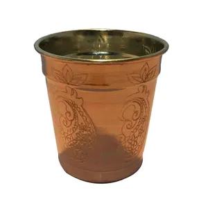 لیوان مسی مسین گلدار