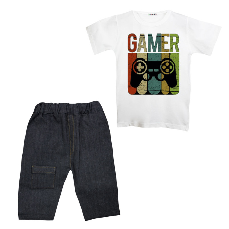 ست تی شرت و شلوارک پسرانه مدل gamer