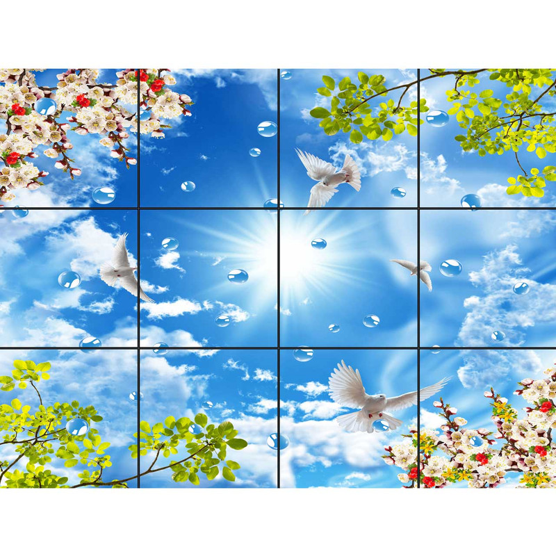 تایل سقفی آسمان مجازی طرح قطرات آب کد 0002 سایز 60x60 سانتی متر مجموعه 12 عددی