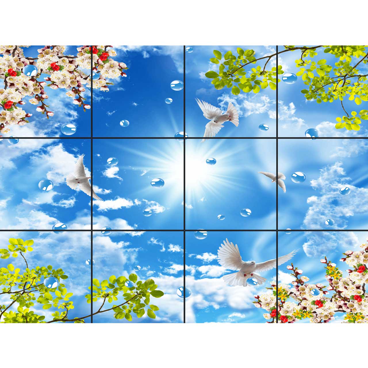 تایل سقفی آسمان مجازی طرح قطرات آب کد 0008 سایز 60x60 سانتی متر مجموعه 12 عددی