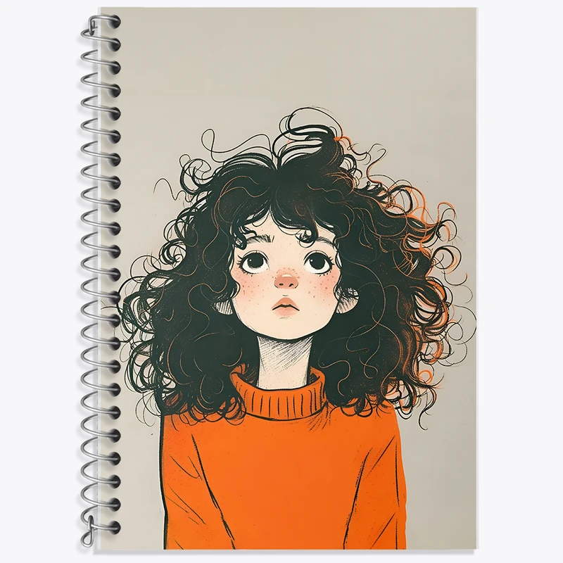 دفتر زبان 50 برگ خندالو مدل دو خط طرح دختر مو فرفری کد N3439