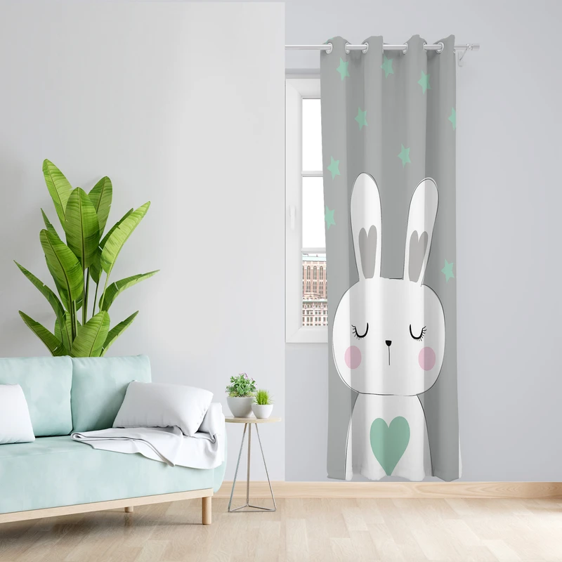 پرده طرح کودک مدل مخمل پانچی کد L 1730 Z سایز 140x200 سانتی متر