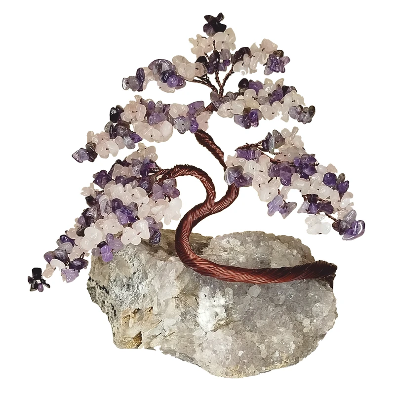 دکوری مدل درختچه سنگی امیتیست رز کوارتز کد ۲۵۱