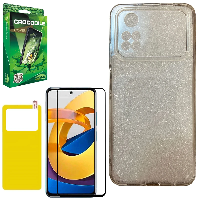 کاور کروکودیل مدل CO-PC-AAA مناسب برای گوشی موبایل شیائومی Poco M4 Pro 4G به همراه محافظ صفحه نمایش و محافظ پشت گوشی
