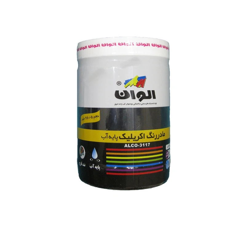 مادر رنگ اکریلیک مشکی الوان کد 599 حجم 1 لیتر