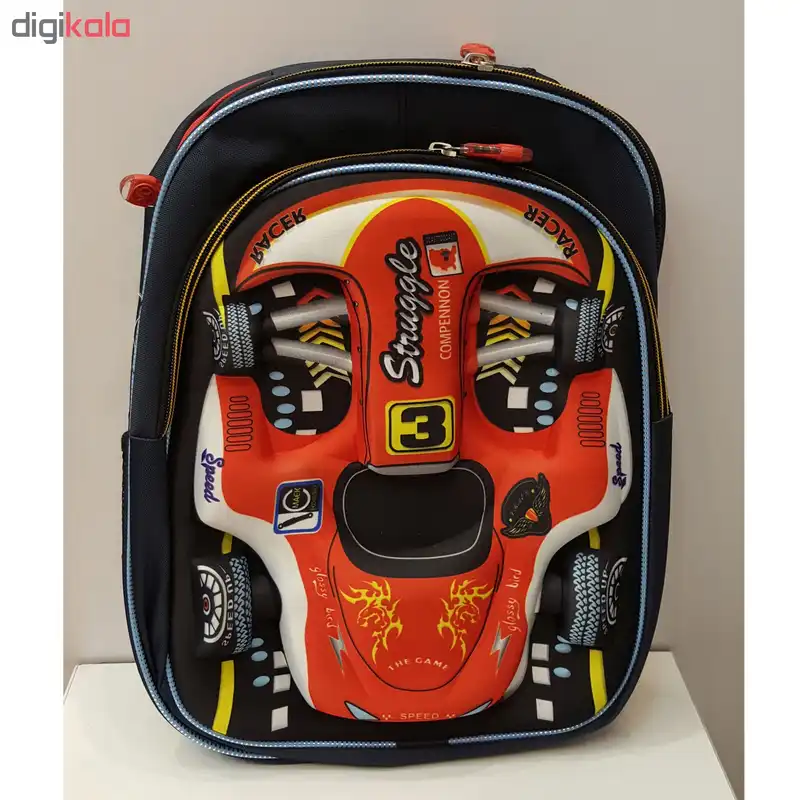 کوله پشتی پسرانه طرح ماشین مسابقه