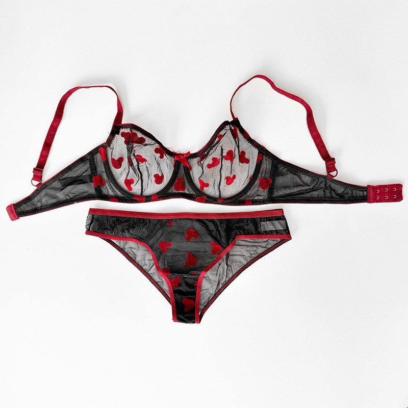 ست شورت و سوتین زنانه نوشه پوش مدل توری بدن نما کد 55507