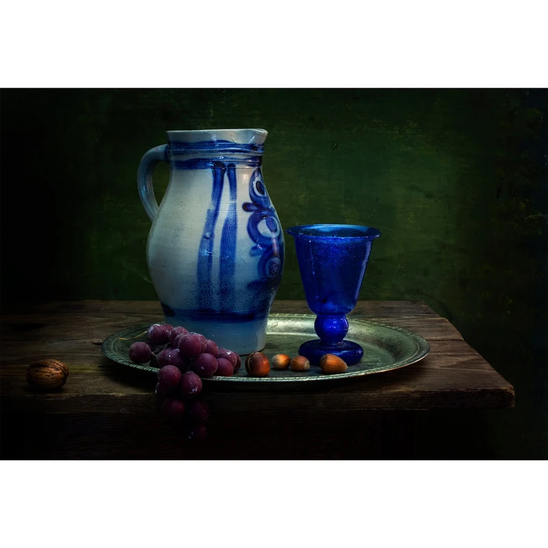 تابلو شاسی طرح نقاشی پارچ و لیوان و میوه مدل T1096