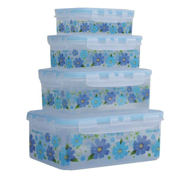 ظرف نگه دارنده طرح گلدار مجموعه 4 عددی