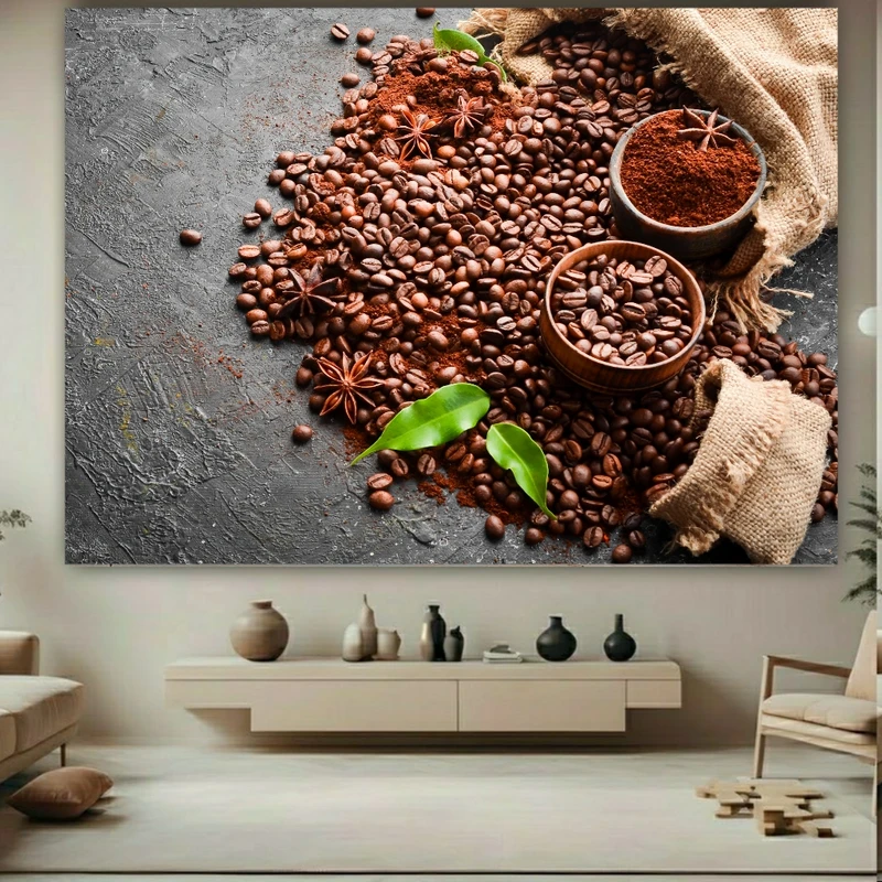 تابلو بوم طرح مخمل قهوه مدل دانه قهوه کد BK27478