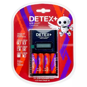 شارژر باتری دتکس پلاس مدل +LCD به همراه باتری نیم قلمی قابل شارژ