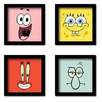 تابلو مدل باب اسفنجی طرح spongebob squarepants مجموعه 4 عددی