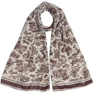 شال زنانه مدل ابریشم طرح جنگل کد Ab410