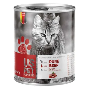 کنسرو غذای گربه یو اس پت مدل beef pure مقدار 400 گرمی