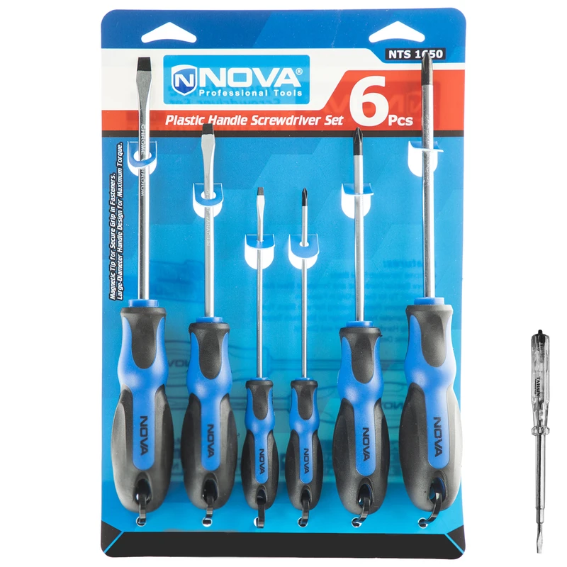 مجموعه 6 عددی پیچ گوشتی نووا مدل NTS 1650 به همراه یک عدد فازمتر تحسین