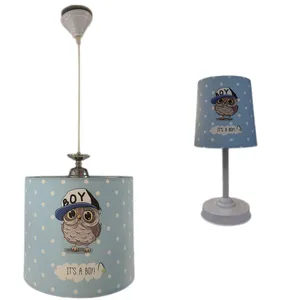 چراغ رومیز کودک طرح جغد پسر به همراه چراغ آویز