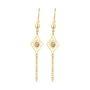 گوشواره طلا 18 عیار زنانه گالری یارطلا   مدل لوزی و گوی کد AG34-5 