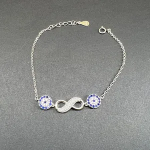 دستبند نقره زنانه مدل بینهایت چشم نظر کد 48933