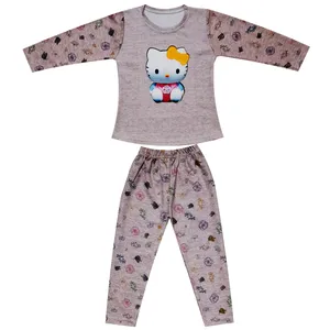 ست تی شرت و شلوار دخترانه مدل  Hello Kitty رنگ بنفش