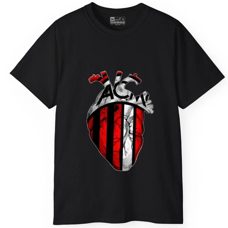 تی‌شرت آستین کوتاه مردانه پاد آفرین مدل فوتبالی آث میلان کد451