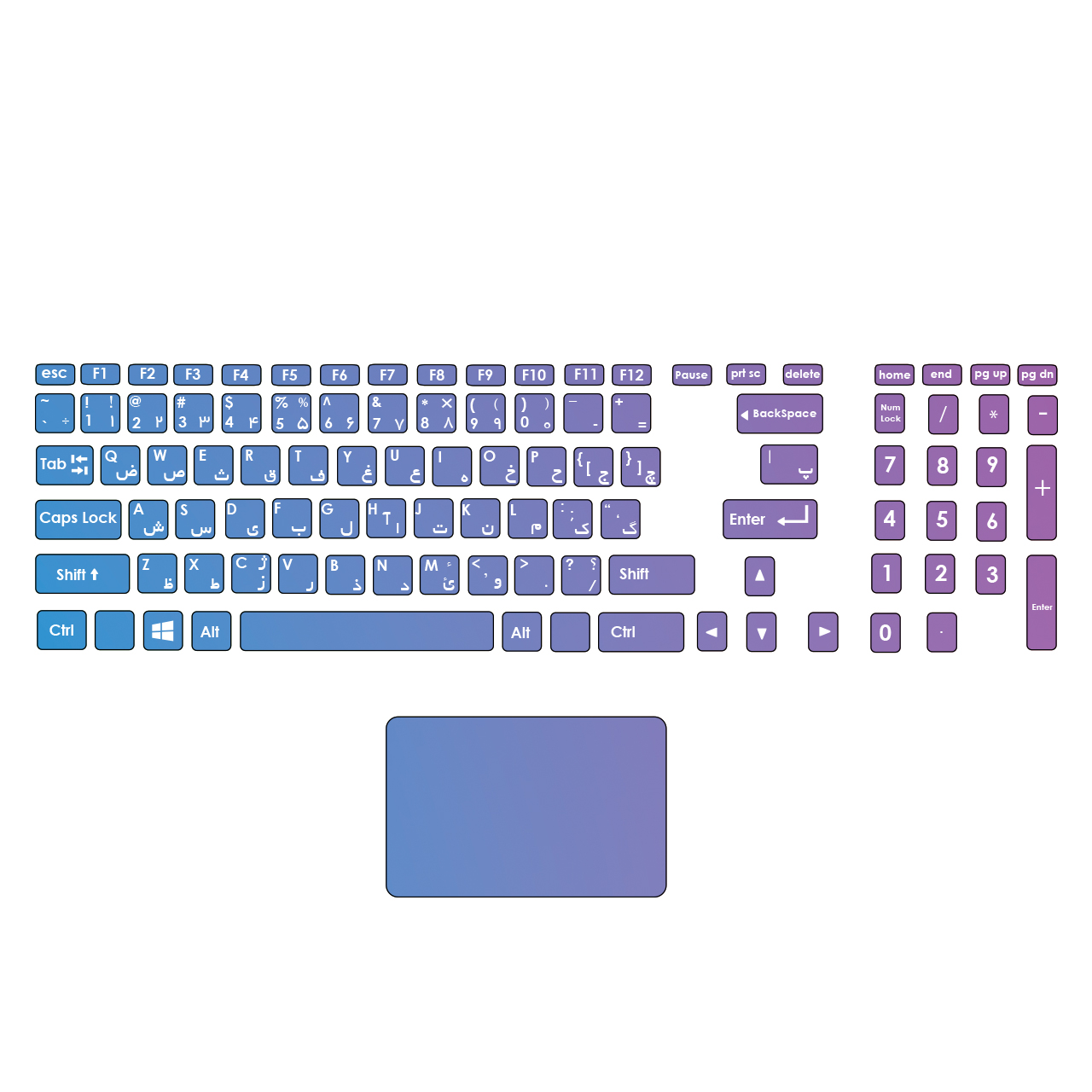 استیکر لپ تاپ صالسو آرت مدل 27 hk به همراه برچسب حروف فارسی کیبورد