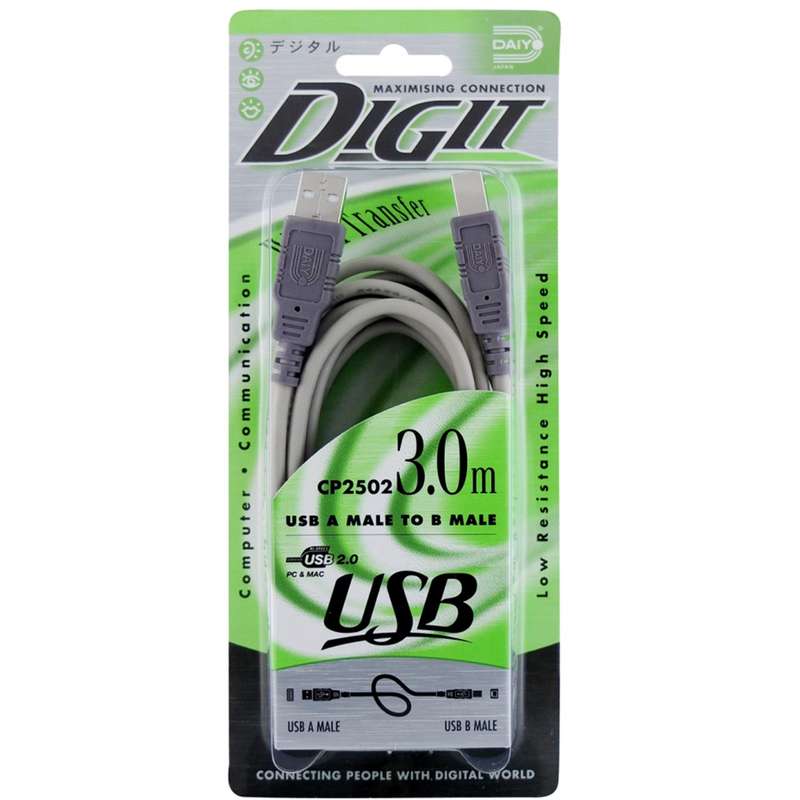 کابل نری USB A به نری B پرینتر دایو مدل دیجیت کد CP2502 به طول 3 متر کابل نری USB A به نری B پرینتر دایو مدل دیجیت کد CP2502 به طول 3 متر