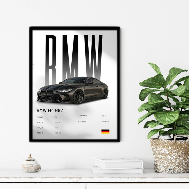 تابلو آتریسا طرح ماشین BMW مدل ATC74 فریم مشکی