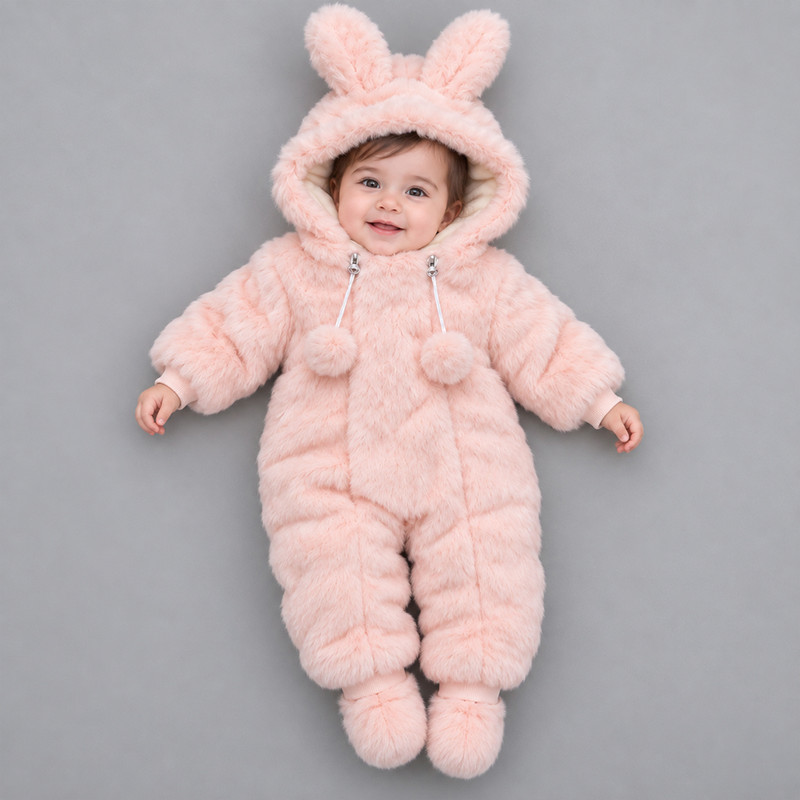 سرهمی خزدار زمستانی نوزاد مدل Rabit