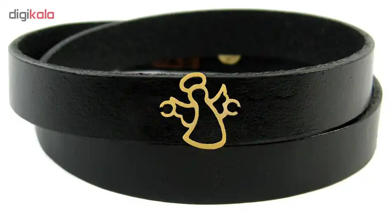 دستبند چرم و طلا 18عیار مانچو مدل bfg075