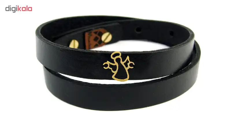 دستبند چرم و طلا 18عیار مانچو مدل bfg075