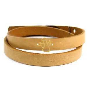 Mancho BFG077Leather and Gold Bracelet