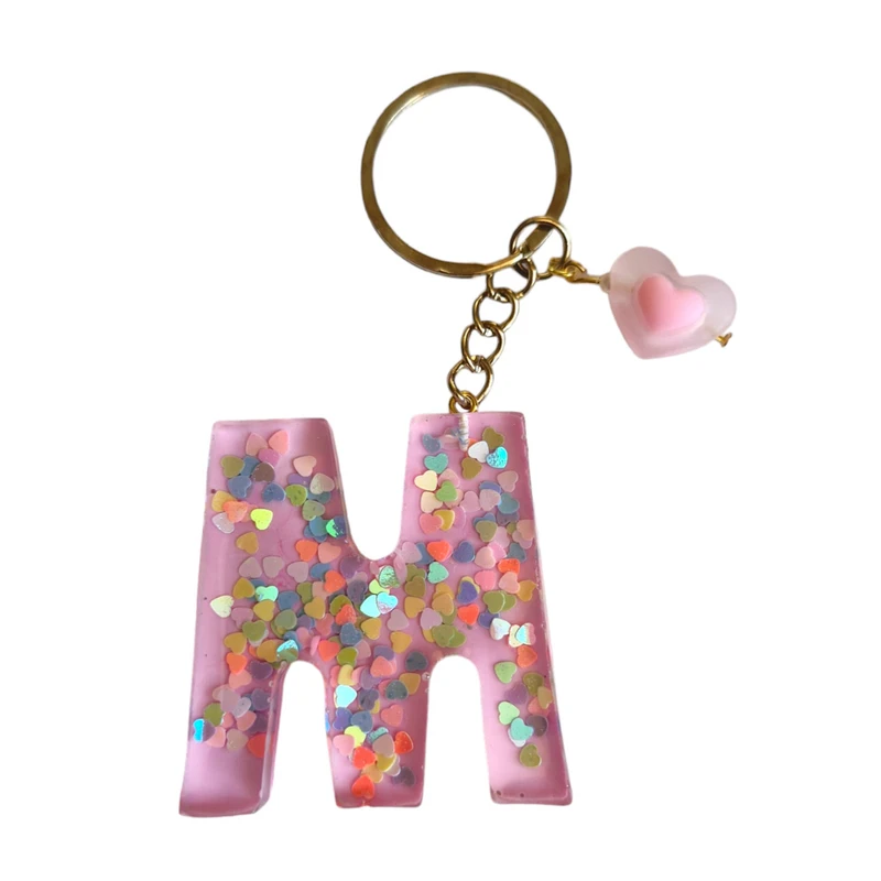 جاکلیدی رزینی مدل حرف انگلیسی M طرح قلبی