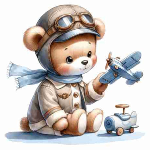 استیکر دیواری کودک راتیانا مدل pilot bear 003