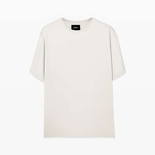 تی شرت اورسایز مردانه گری مدل OVR رنگ سفید