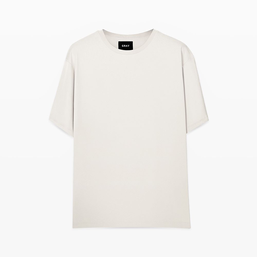 تی شرت اورسایز مردانه گری مدل OVR رنگ سفید -  - 1