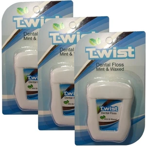 نخ دندان تویست مدل mint و waxed طول 50 متر بسته 3 عددی