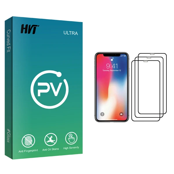 محافظ صفحه نمایش اچ وی تی مدل PV glass مناسب برای گوشی موبایل اپل iPhone X بسته سه عددی