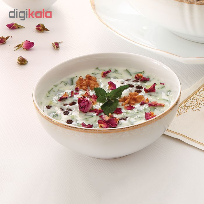 پیاله آجیل خوری وسالادخوری بزرگ چینی زرین ایران مدل ریواطلایی25درجه عالی