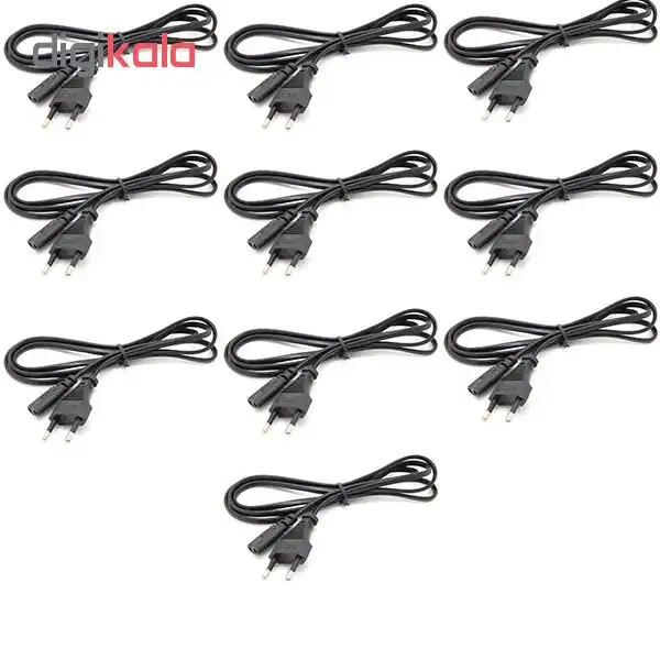 کابل برق دو پین مدل zabti طول 1.5 متر بسته 10 عددی